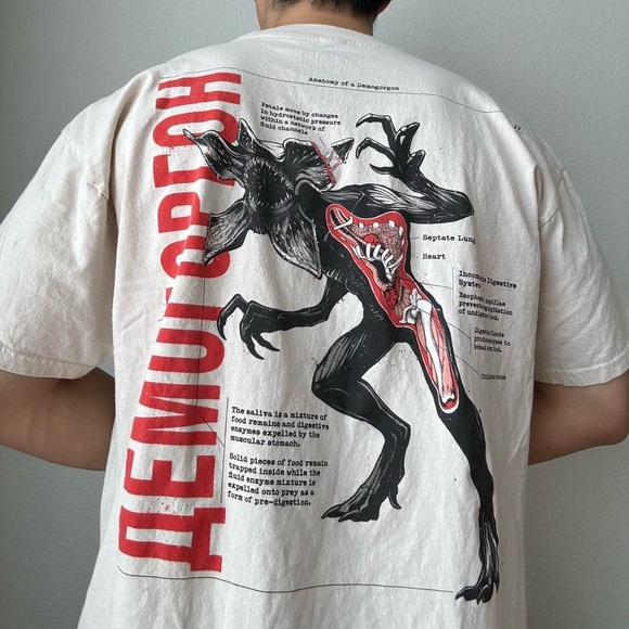 Stranger Things Demogorgon AOP Graphics T-Shirt - Cream - Picture 4 of 6